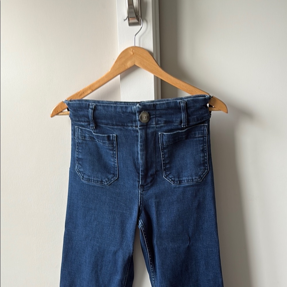 Maeve Colette High Rise Blue Jeans with Wide Cropped Leg